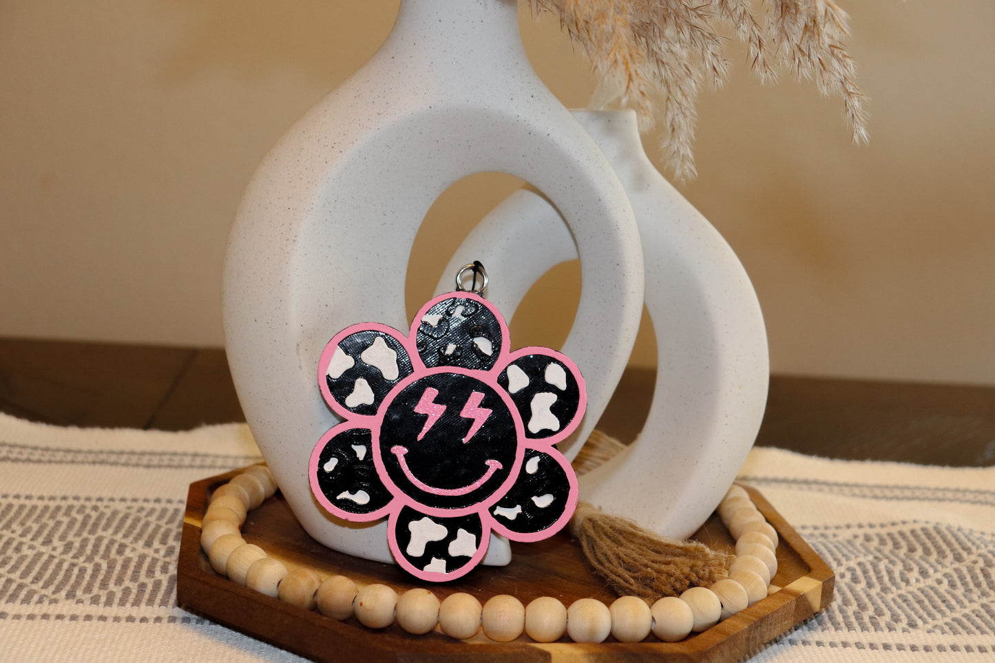 Cheetah/Cow print Flower Smiley