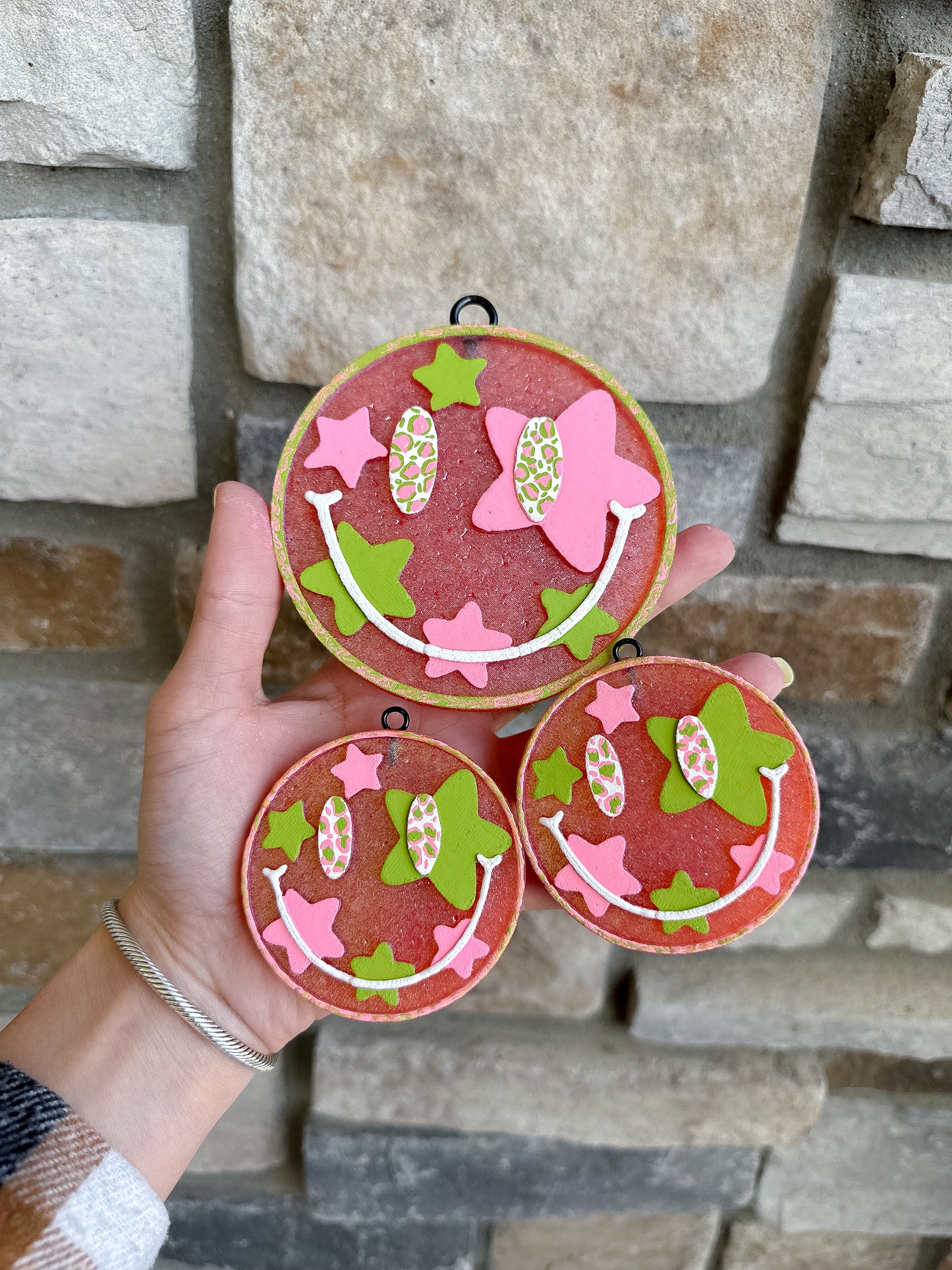 Pink/Green Star Smiley Set