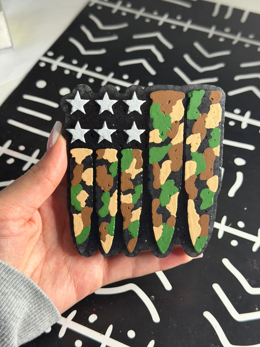 Gray Camo Shell Casing Flag