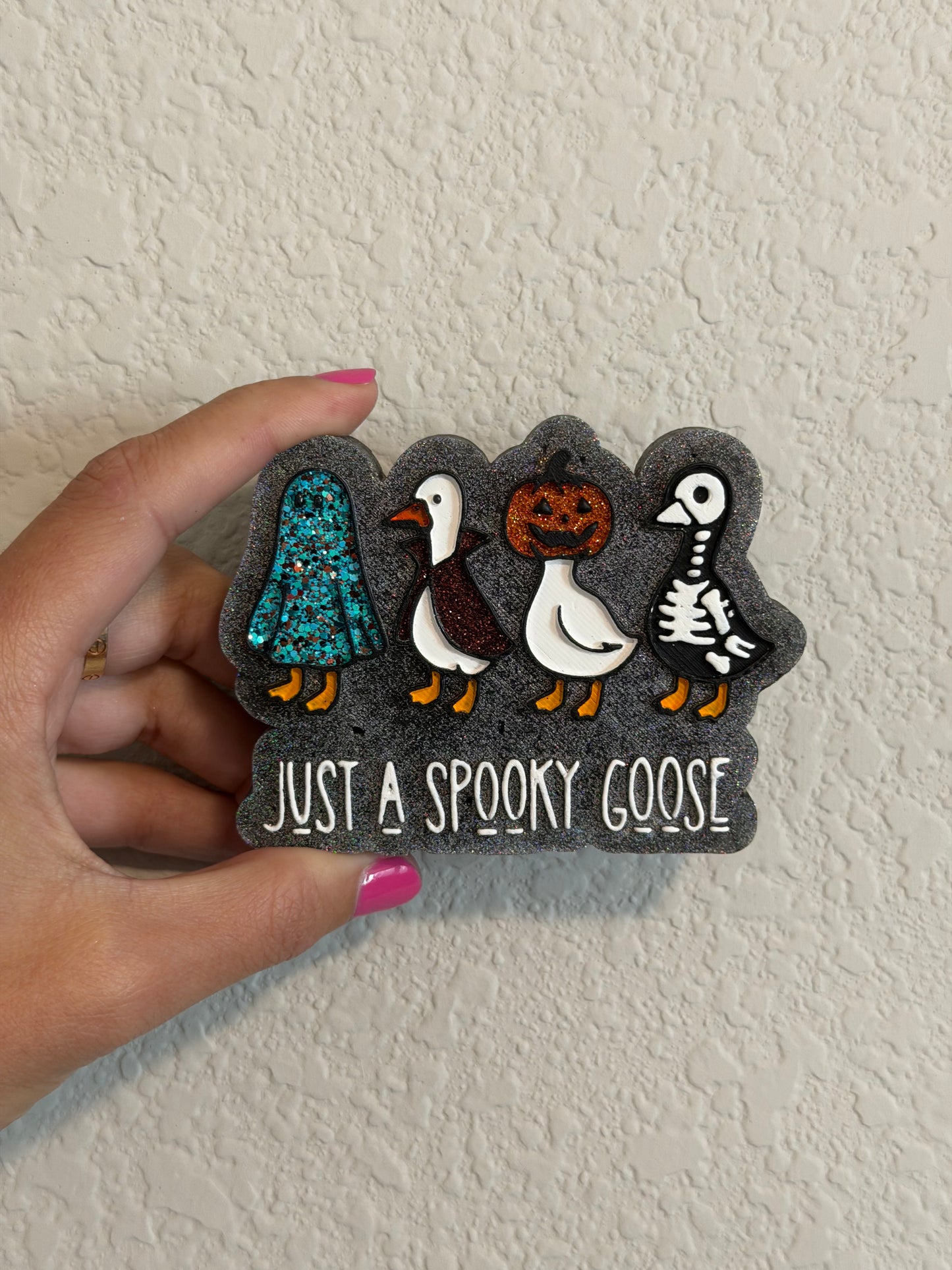 Just a spooky goose black background