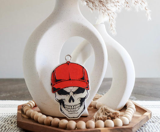 Skull with Trucker Hat car freshner